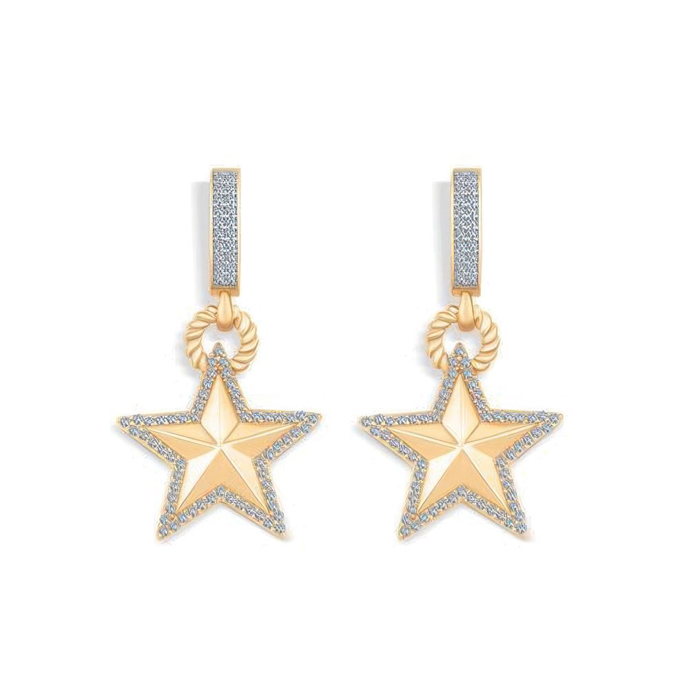 Taşlı Yıldız Altın Küpe