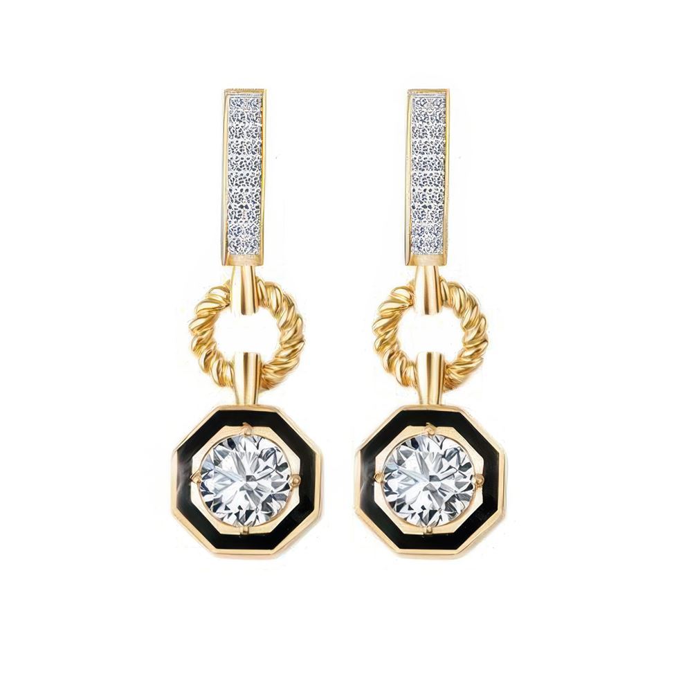 Siyah Mineli Tektaş Küpe