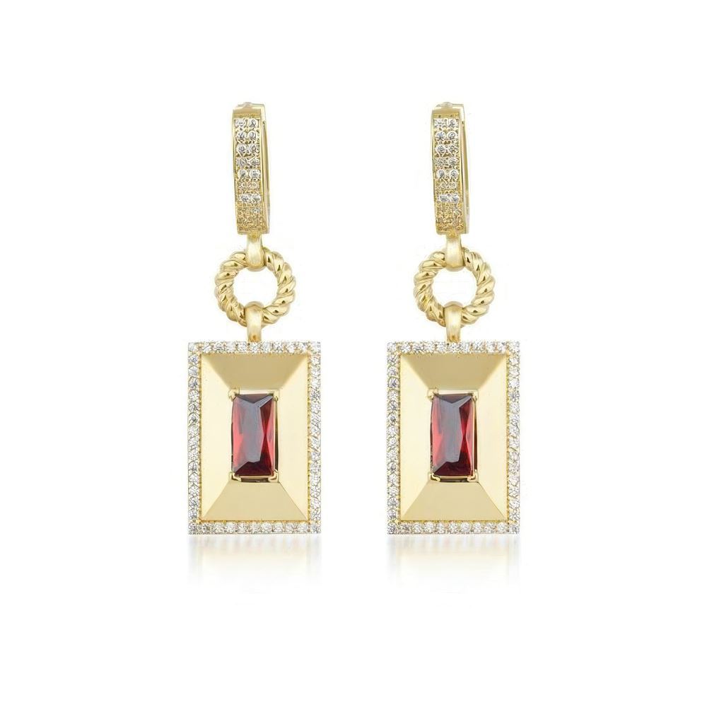 Taşlı Kalemli Üçgen Küpe