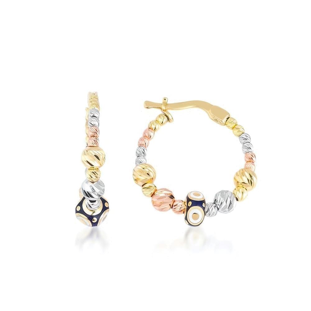 Mavi Mineli Göz Halka Küpe