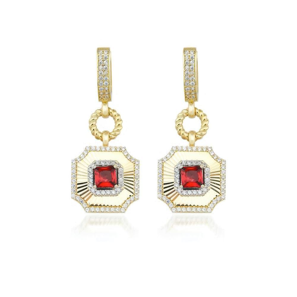 Kalemli Safir Taşlı Küpe