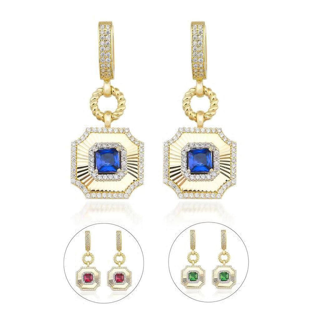 Kalemli Safir Taşlı Küpe