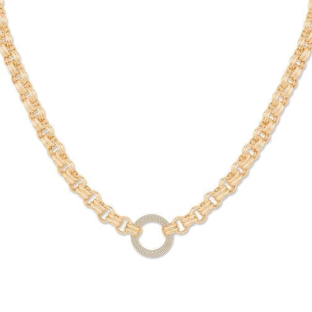 Taşlı Halka Zincir Kolye 50Cm Zincir