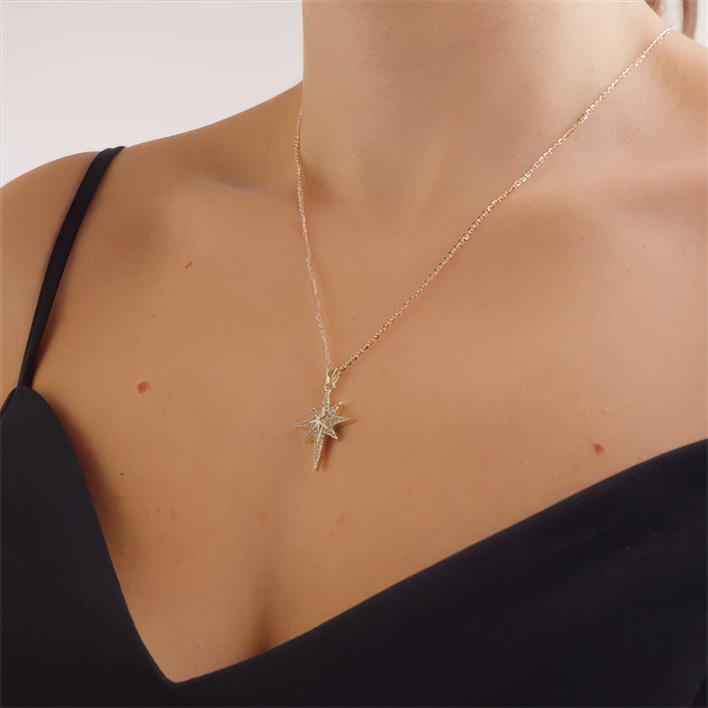 Kuzey Yıldız Tasarım Kolye 45Cm Zincir