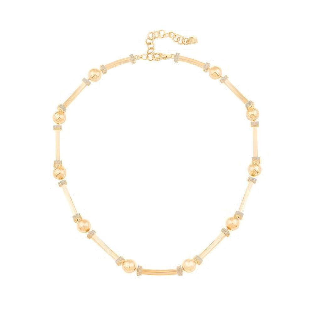 Taşlı Top Silindir Kolye 43 Cm Zincir