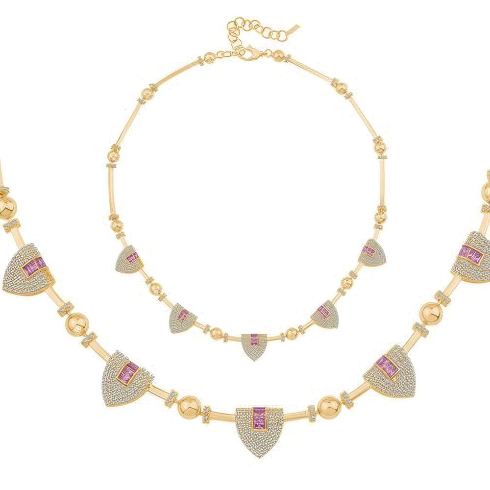 Baget Taşlı Silindir Kolye 43 Cm Zincir