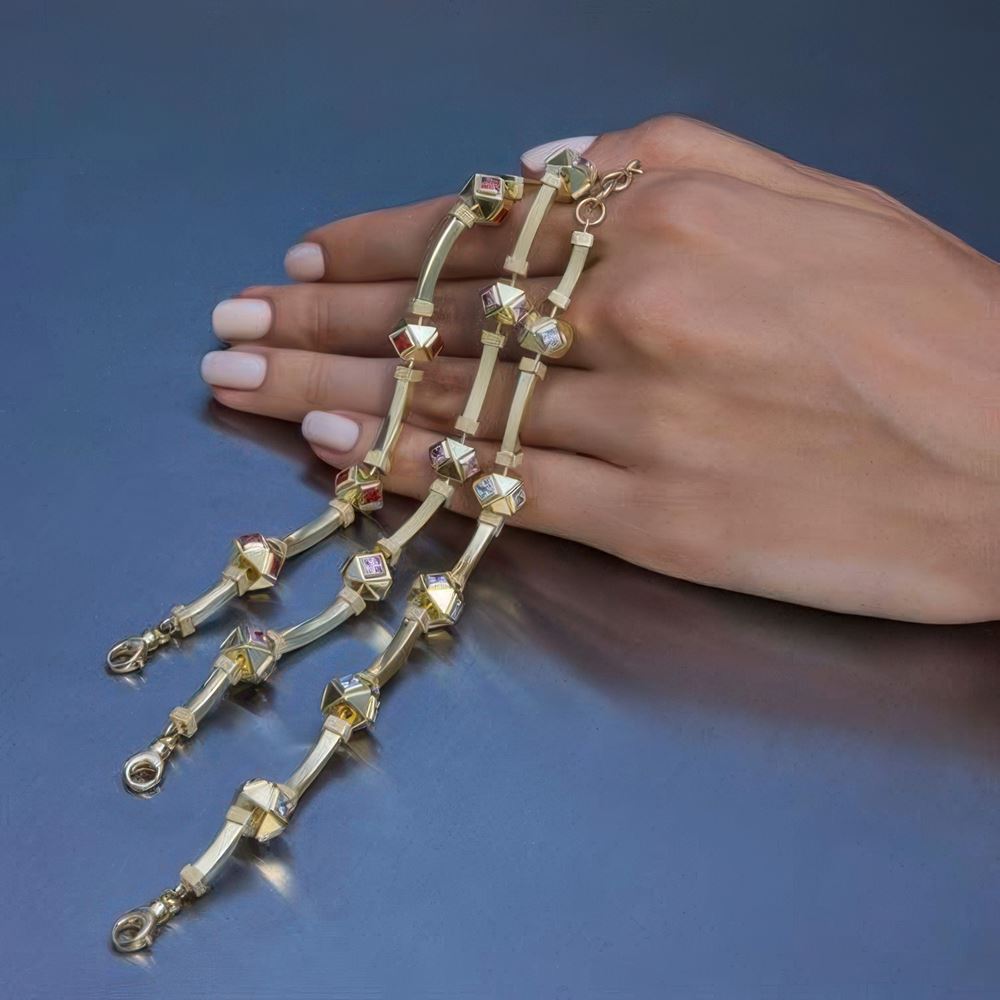 Kare Taşlı Silindir Kolye 43 Cm Zincir