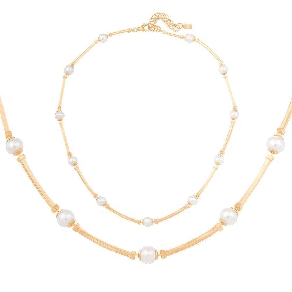 İnci Silindir Kolye 43 Cm Zincir