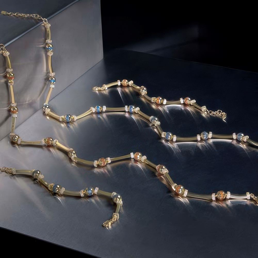 Mavi Taşlı Top Silindir Kolye 43 Cm Zincir