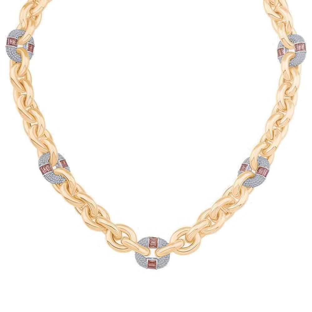 Pembe Taşlı Halka Detaylı Kolye 50 Cm Zincir