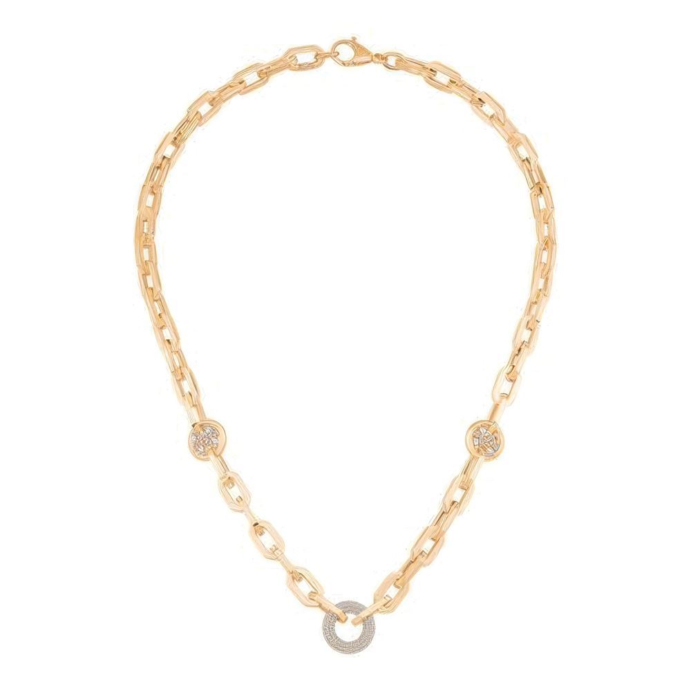 Taşlı Halka Detaylı Geometrik Kolye 50 Cm Zincir