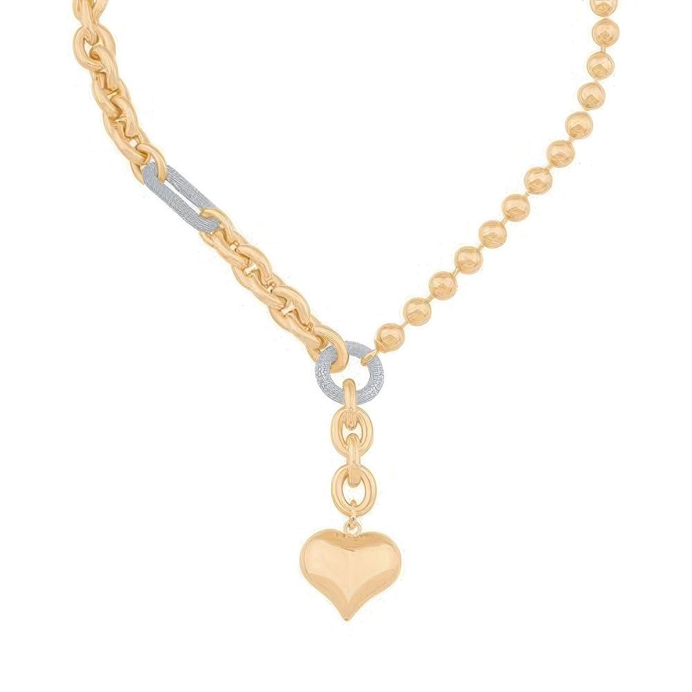 Asimetrik Zincir Kalp Kolye 50 Cm Zincir