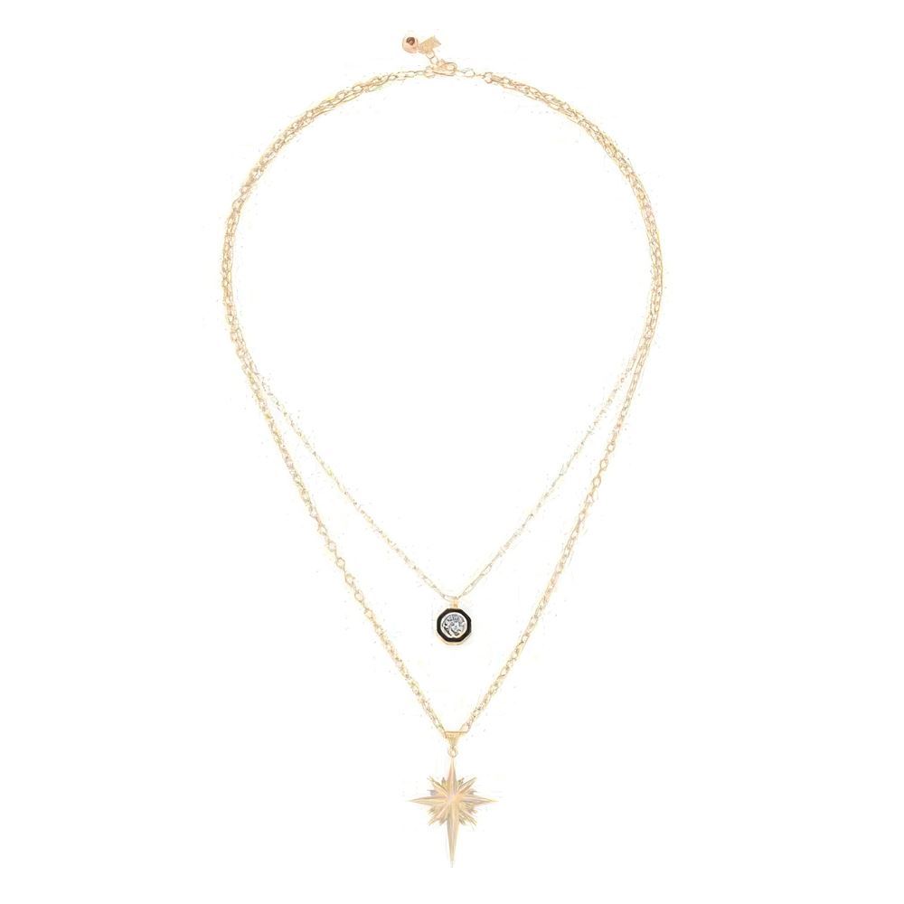 Çift Zincir Kuzey Yıldızı Kolye 50 Cm Zincir