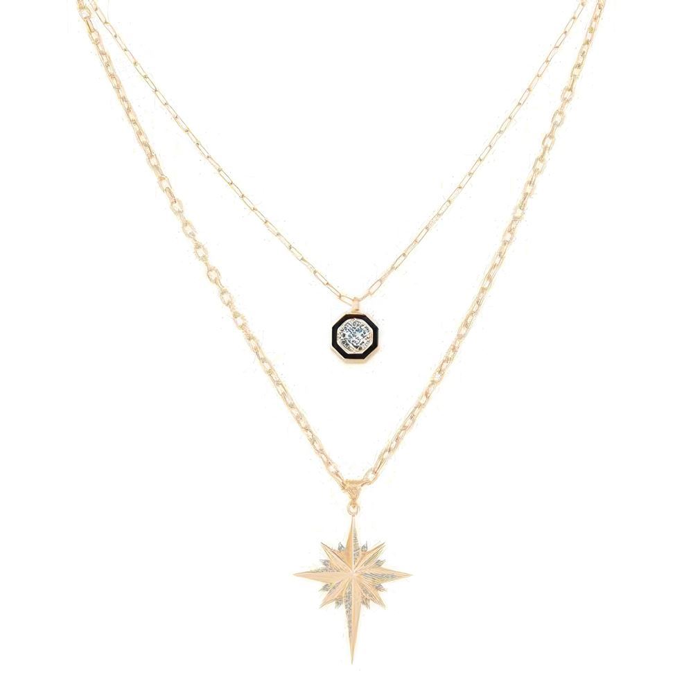 Çift Zincir Kuzey Yıldızı Kolye 50 Cm Zincir