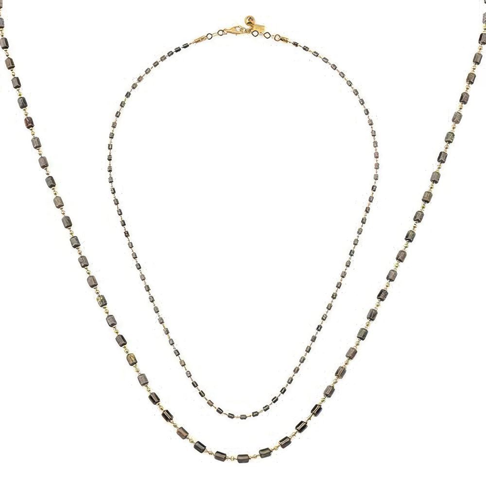 Siyah Silindir Altın Kolye 50 Cm Zincir