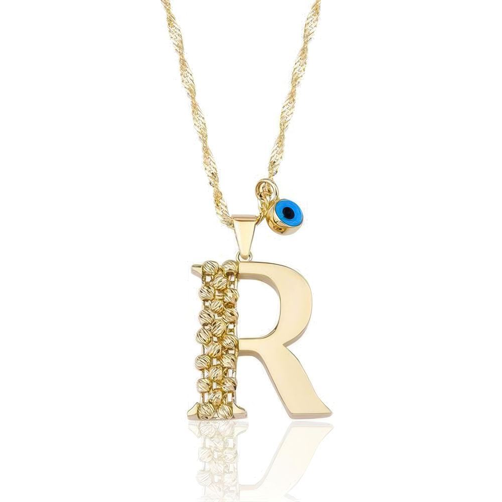 R Harf Altın Kolye 55Cm Zincir