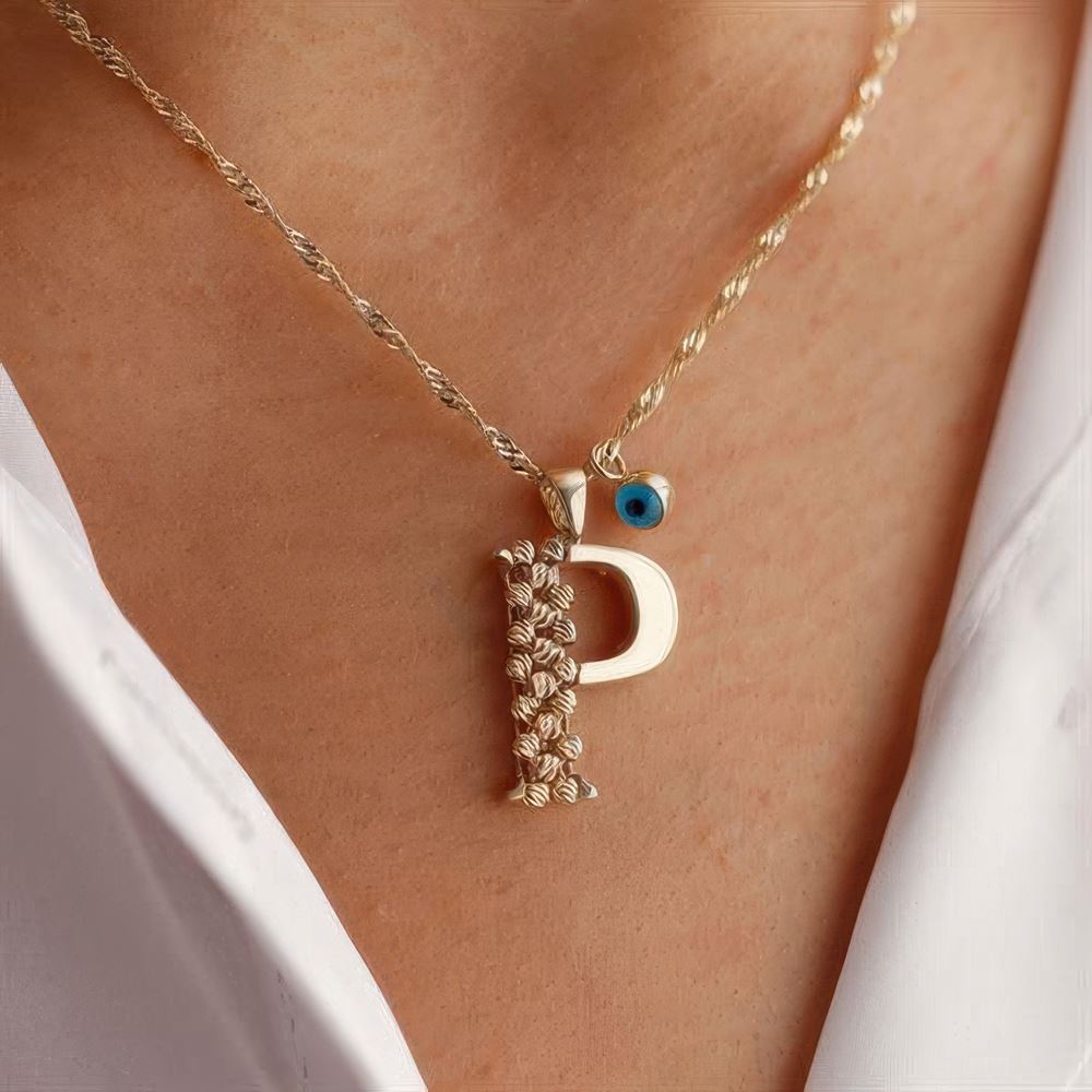 P Harf Altın Kolye 55Cm Zincir