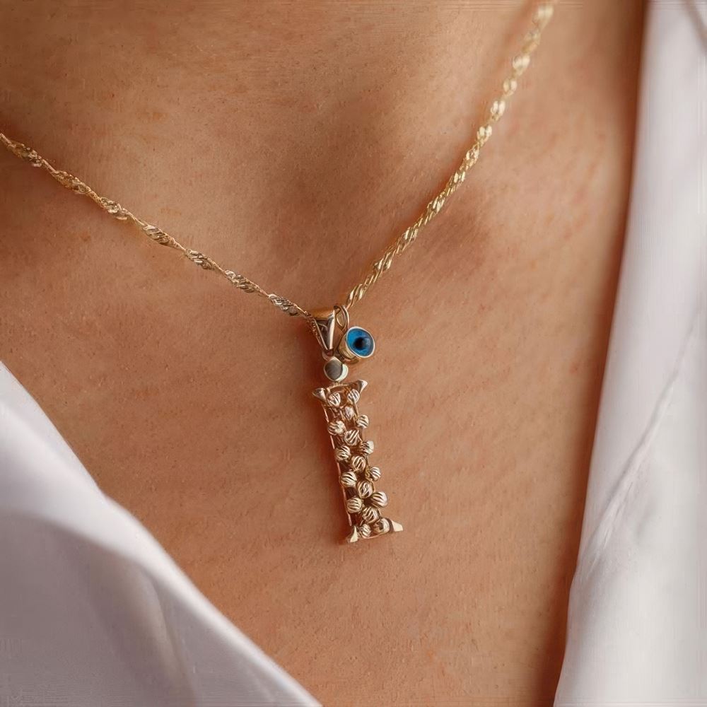 İ Harf Altın Kolye 55Cm Zincir