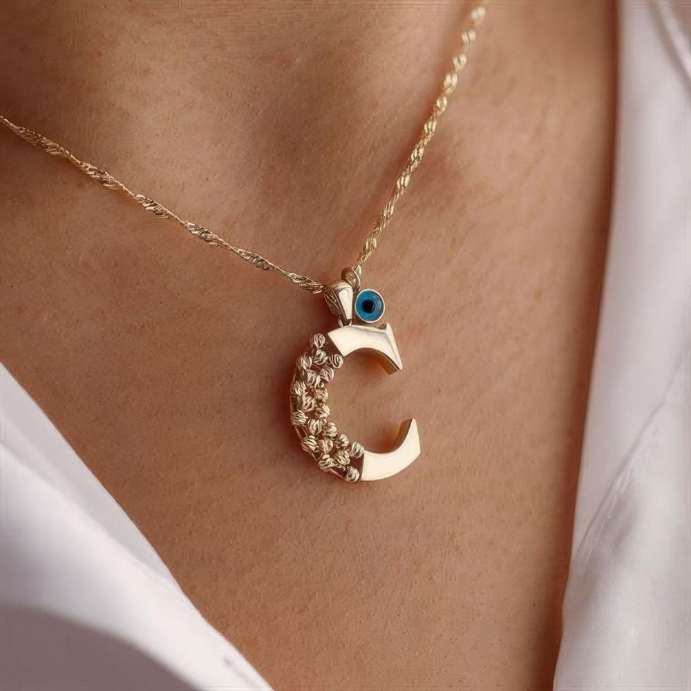 C Harf Altın Kolye 55Cm Zincir