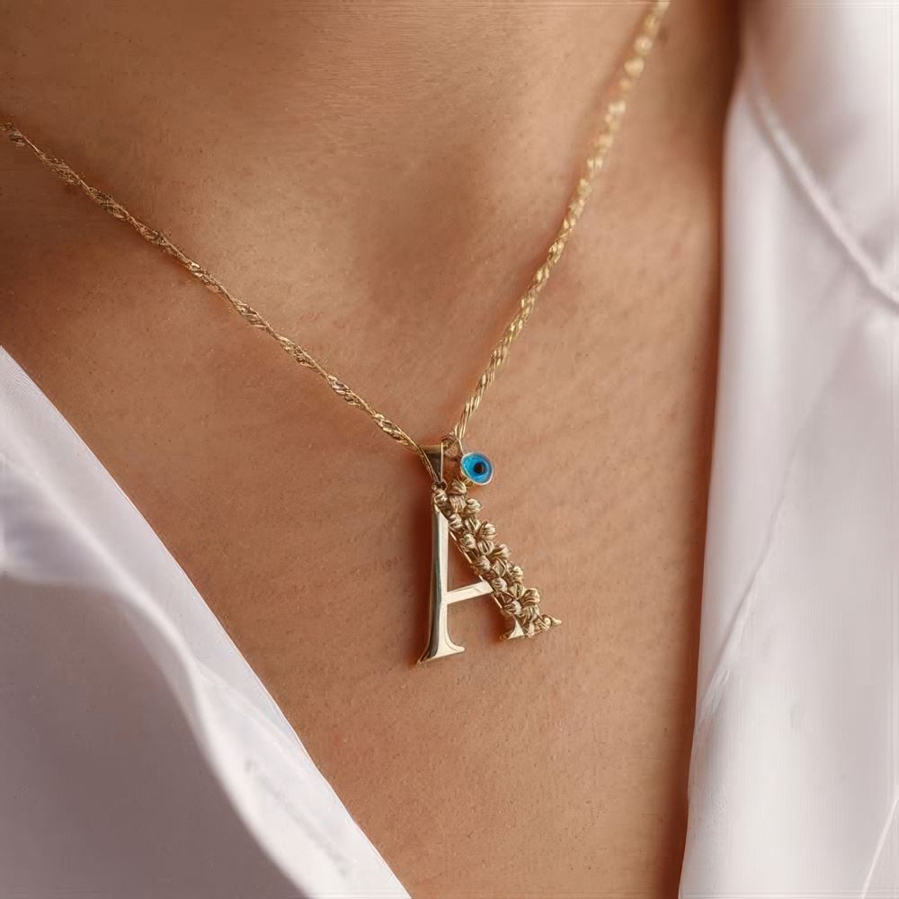 A Harf Altın Kolye 55Cm Zincir