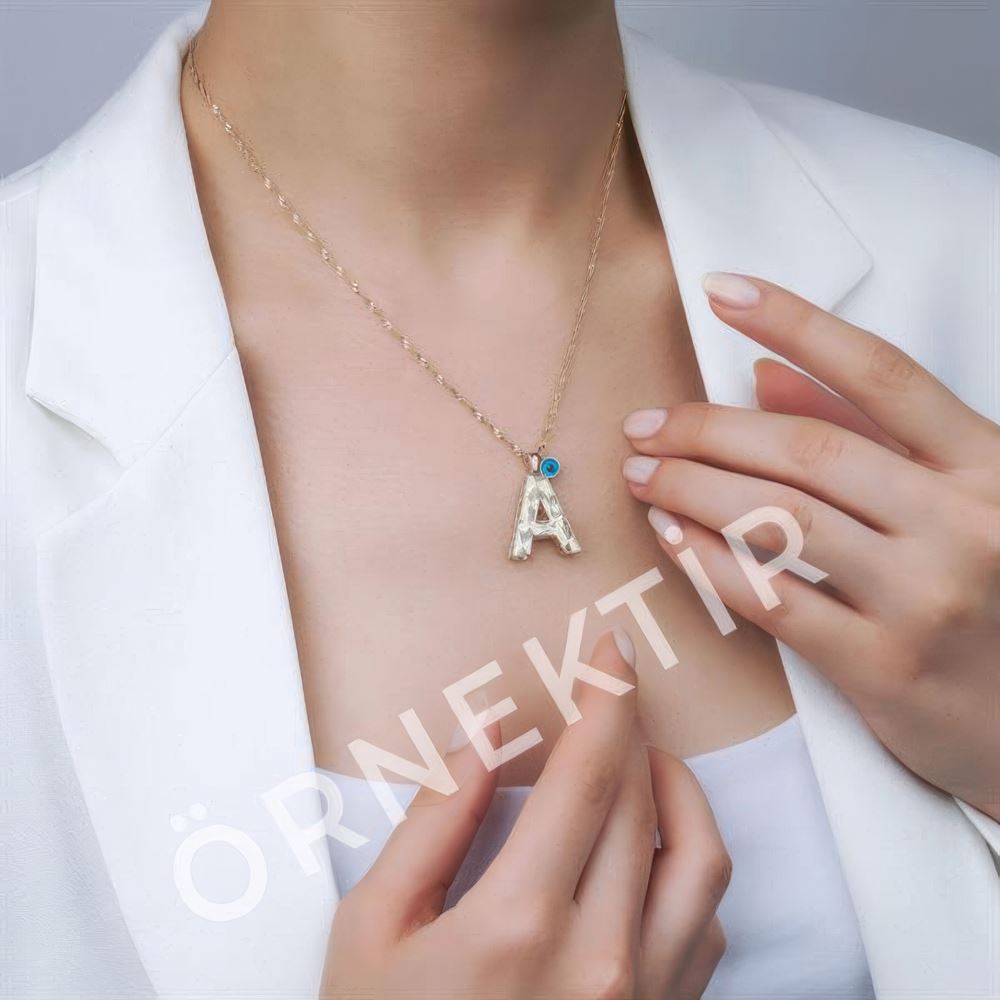 Altın H Harf Kolye 55Cm Zincir