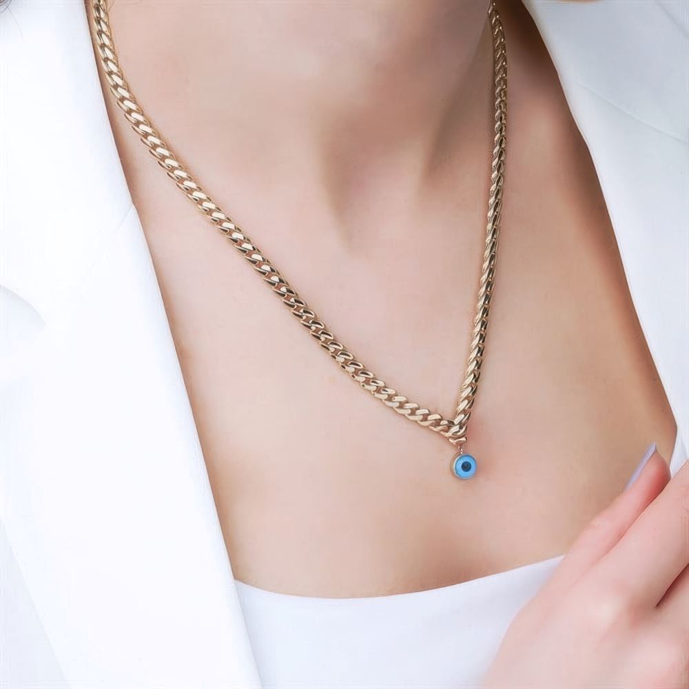 Altın Göz Bebeğim Kolye 55Cm Zincir