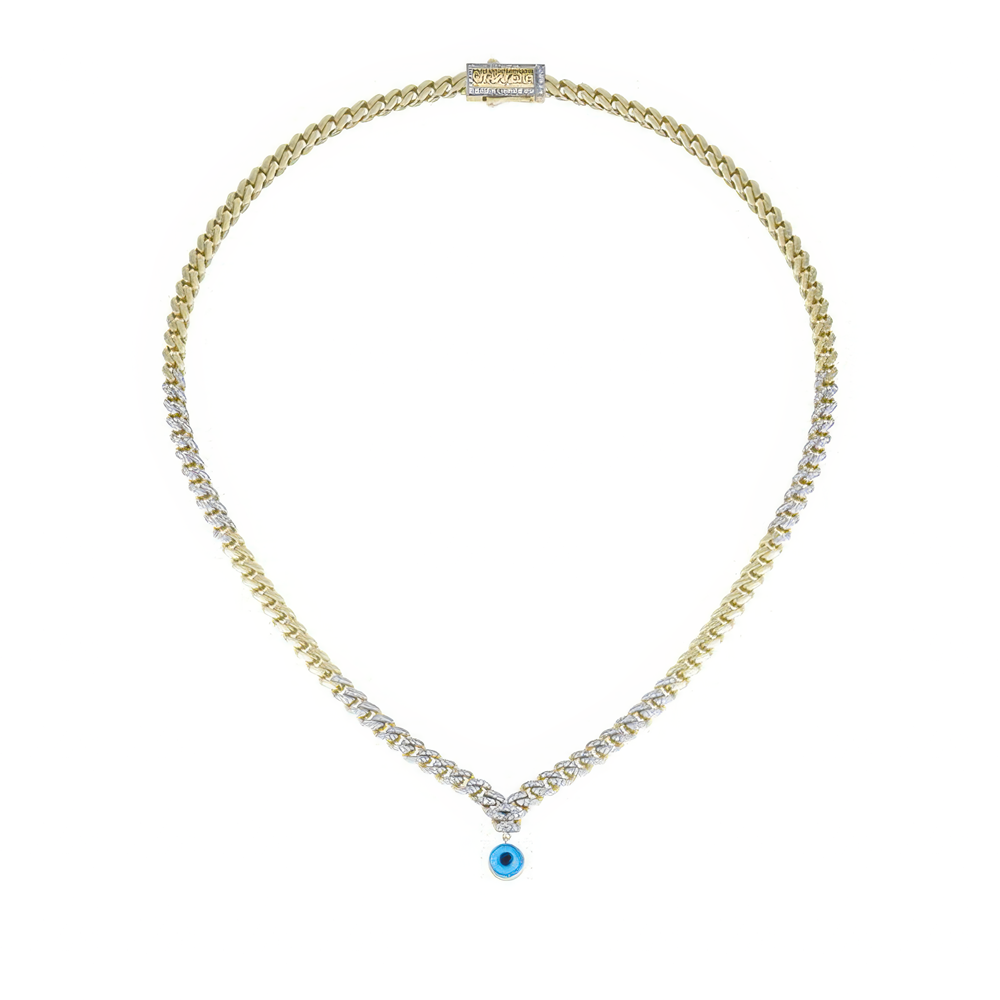 Altın Taşlı Göz Bebeğim Kolye 55Cm Zincir