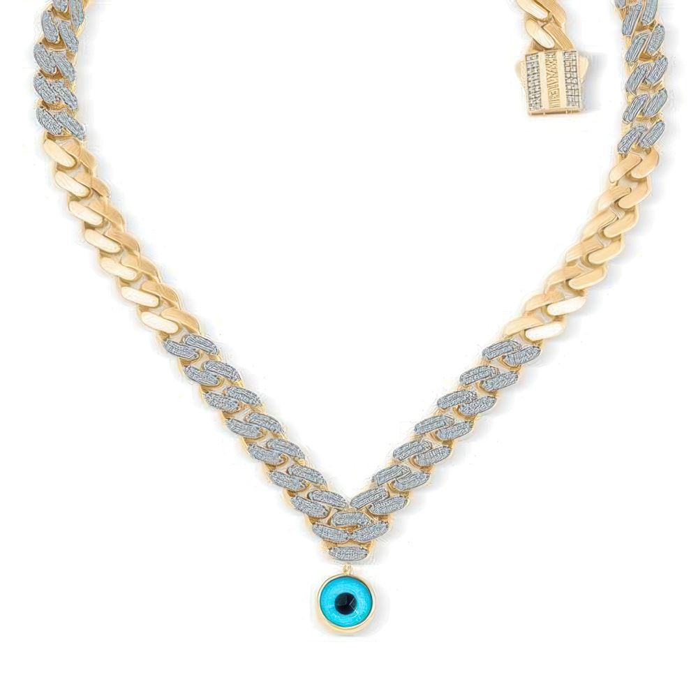 Altın Taşlı Göz Bebeğim Kolye 55Cm Zincir