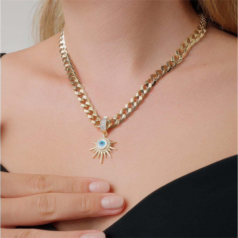 Nazar Boncuklu Taşlı Charm