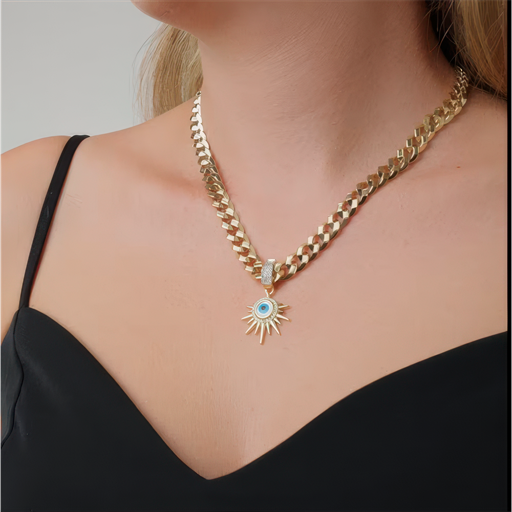 Nazar Boncuklu Taşlı Charm