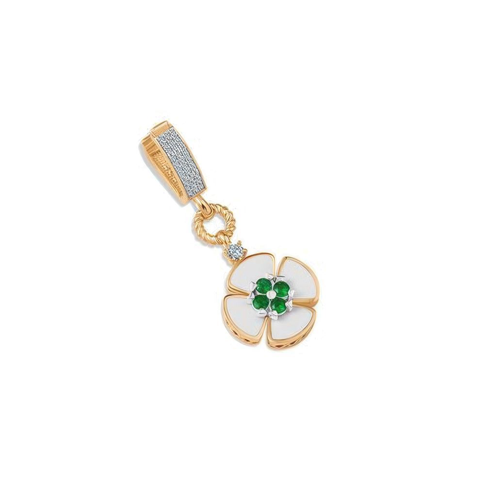 Zümrüt Taşlı Çiçek Charm