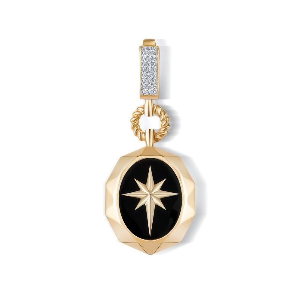Siyah Mineli Kuzey Yıldızı Kolye Ucu Charm