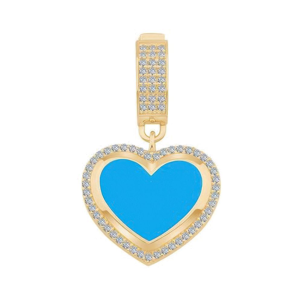 Siyah Mine Kalp Kolye Ucu Charm