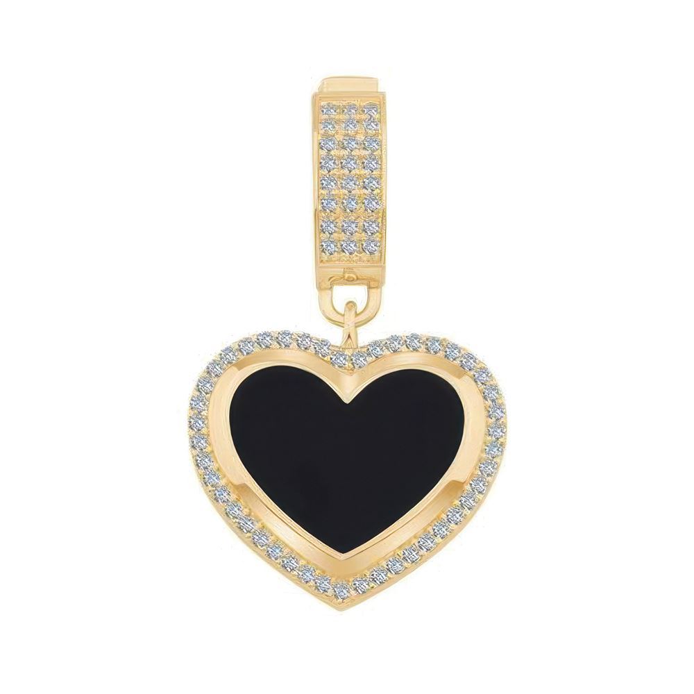 Siyah Mine Kalp Kolye Ucu Charm