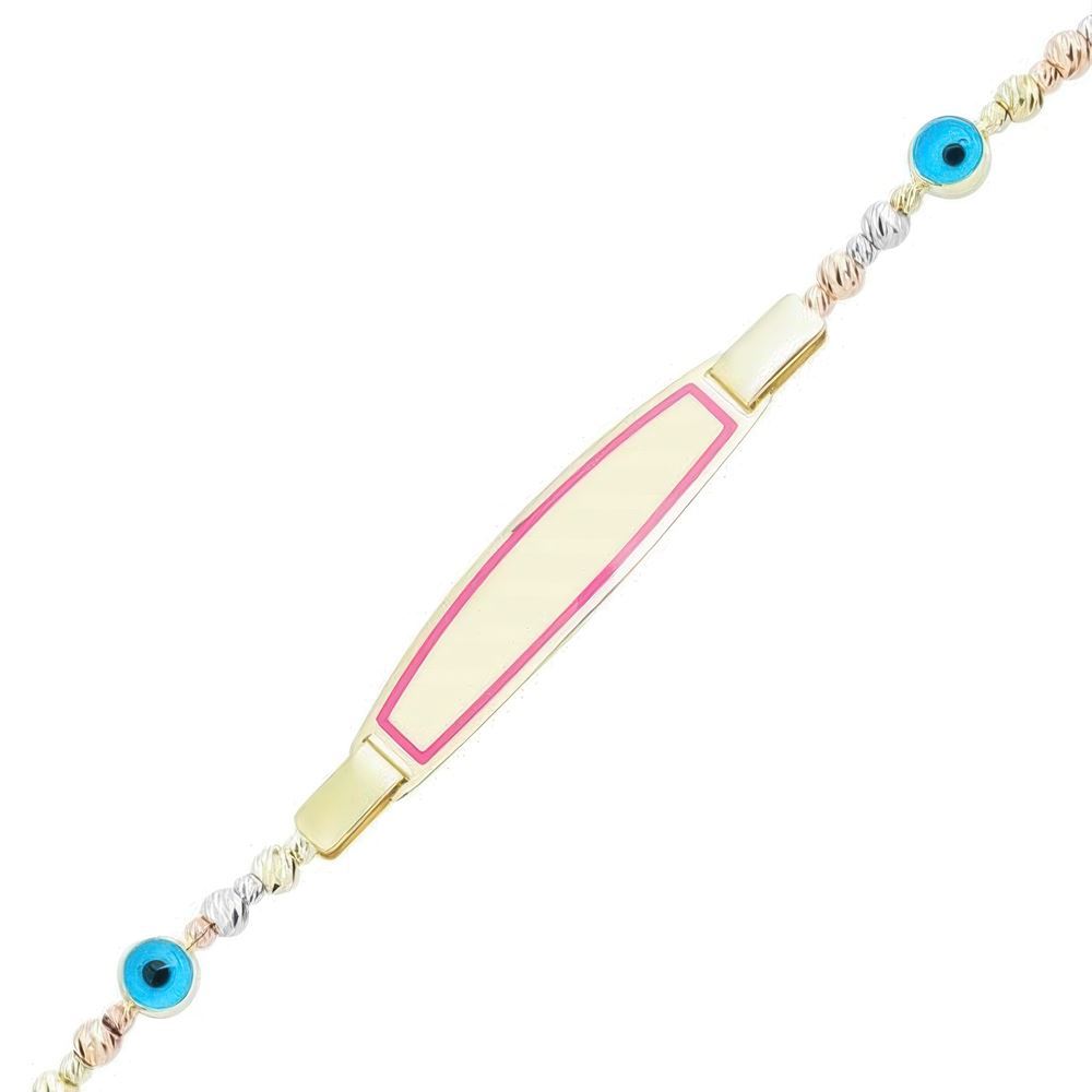 Pembe Mineli Çocuk Künyesi 15Cm Bileklik