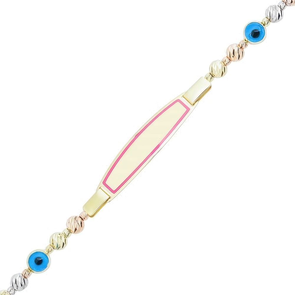 Pembe Mineli Çocuk Künyesi 15Cm Bileklik