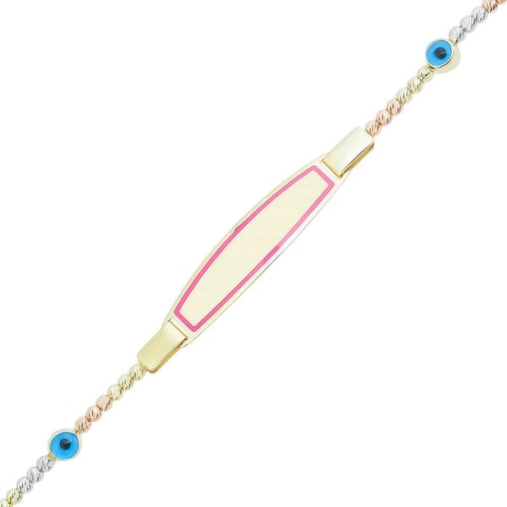 Pembe Mineli Çocuk Künyesi 15Cm Bileklik