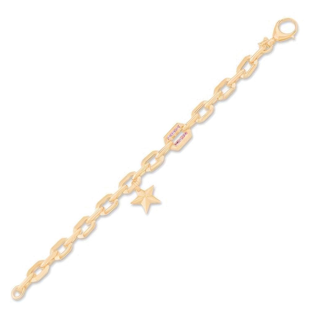 İtalyan Tasarım Pembe Taş Detaylı Yıldız Bileklik 18CM