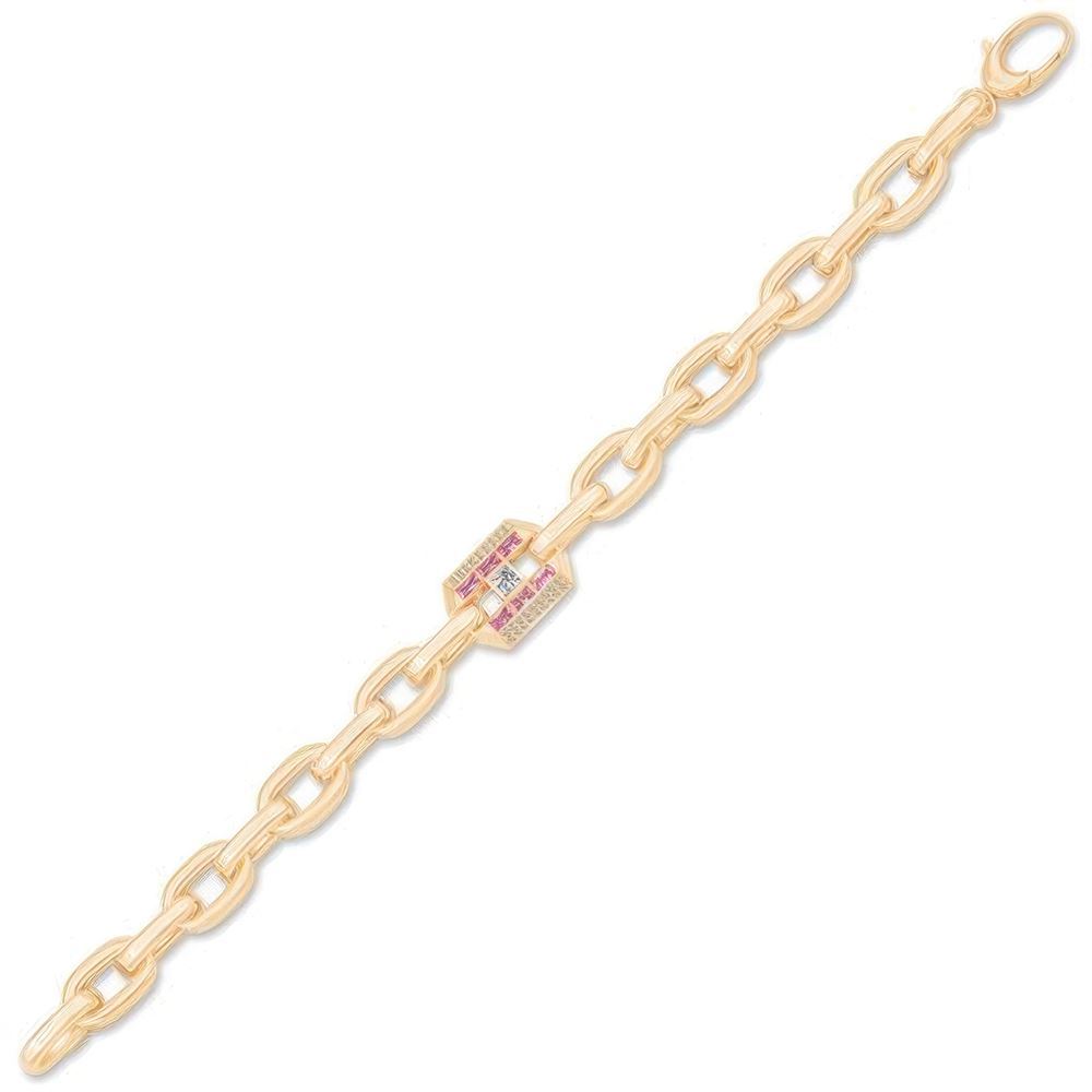 İtalyan Tasarım Pembe Taşlı Detaylı Bileklik 18CM