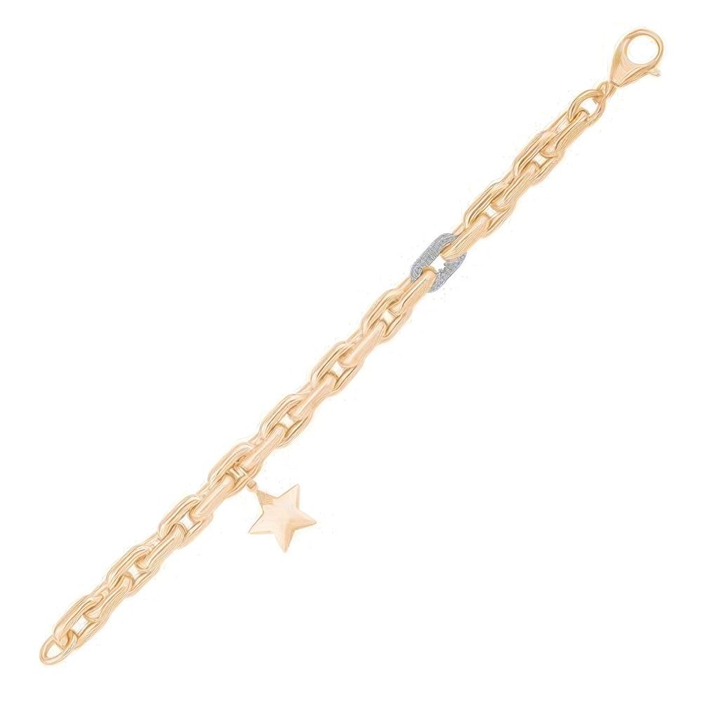 İtalyan Tasarım Yıldız Taşlı Altın Bileklik 18cm