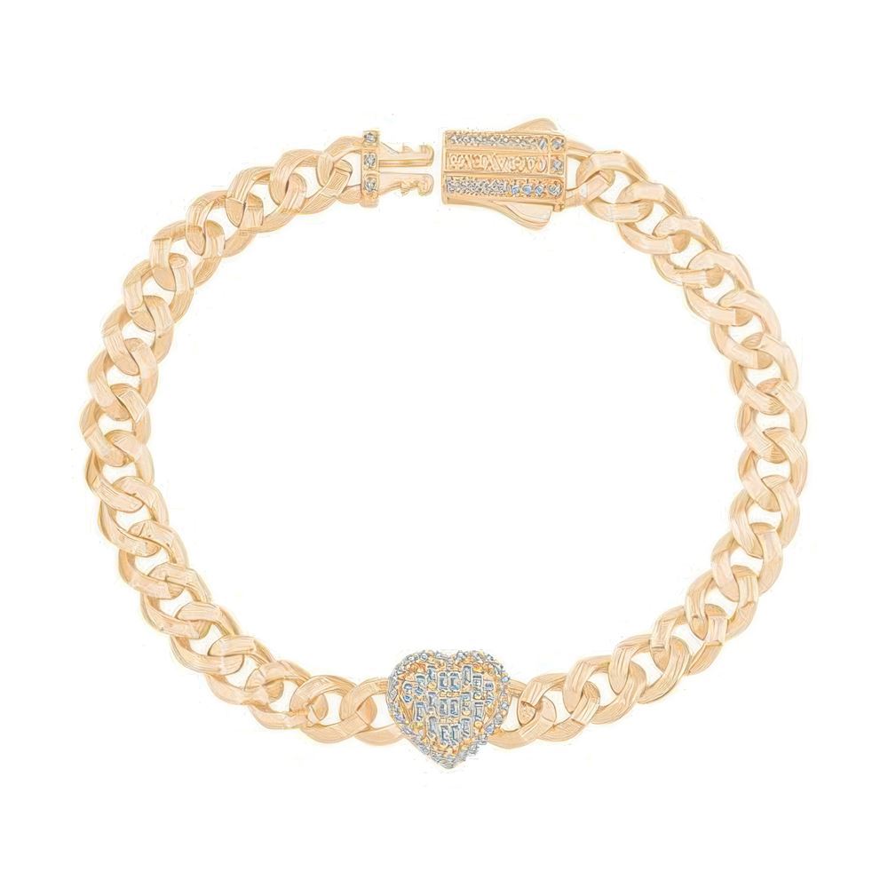 Kalp Taşlı Gurmet Altın Bileklik 18Cm