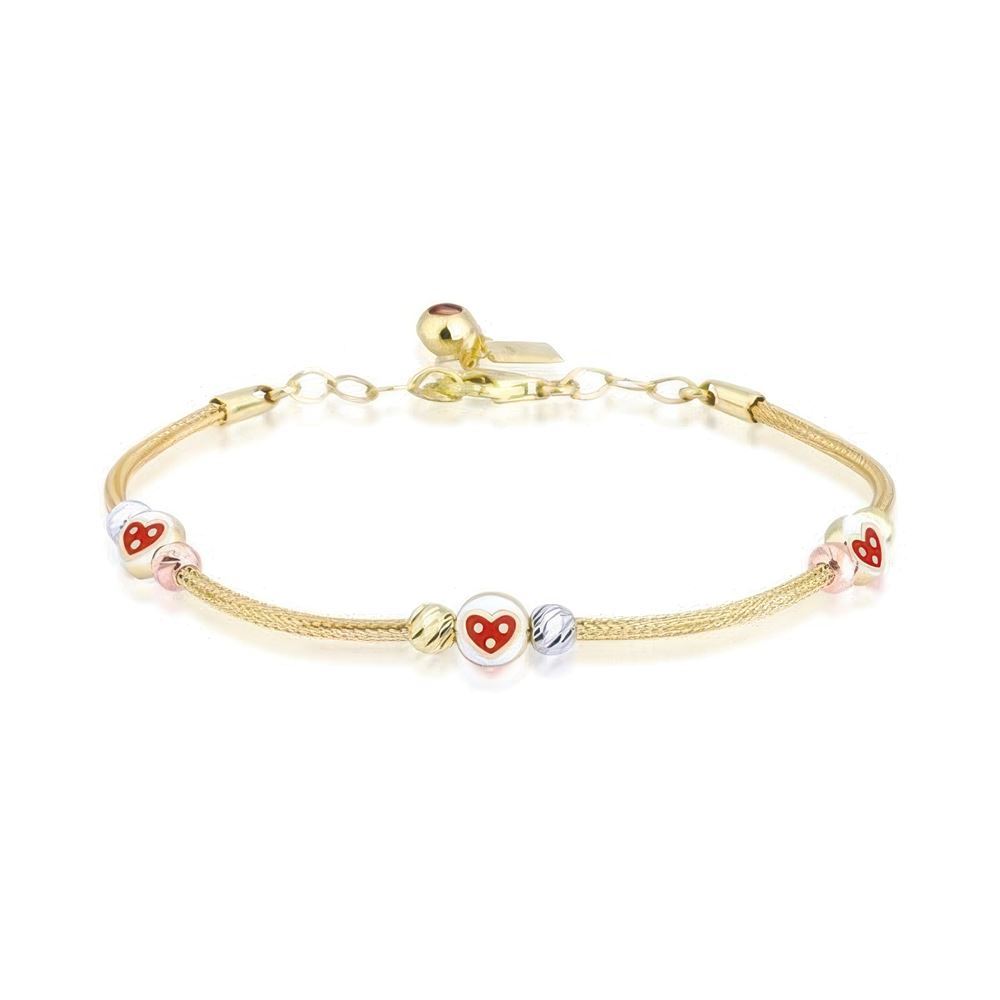 Anne Çocuk Çilek İkili Set Altın Bileklik Anne 19Cm Çocuk 14Cm