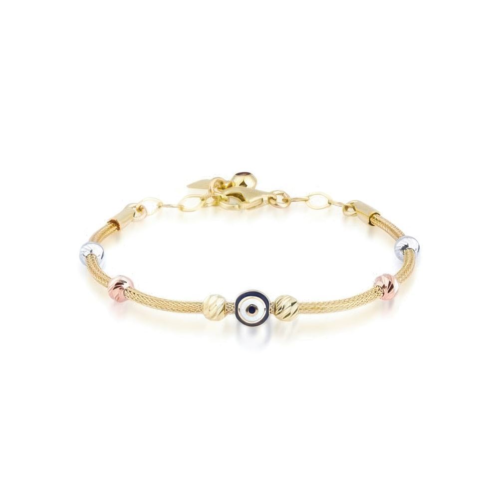 Anne Çocuk Nazar Boncuklu  İkili Set Altın Bileklik Anne 19Cm Çocuk 14Cm