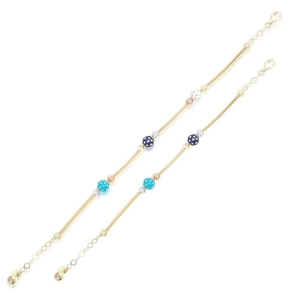 Anne Çocuk Mineli İkili Set Altın Bileklik Anne 19Cm Çocuk 14Cm