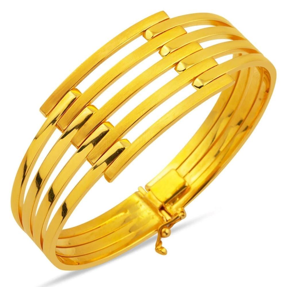 22 Ayar Beşli Kaburga Altın Kelepçe Bilezik (Geniş Model)