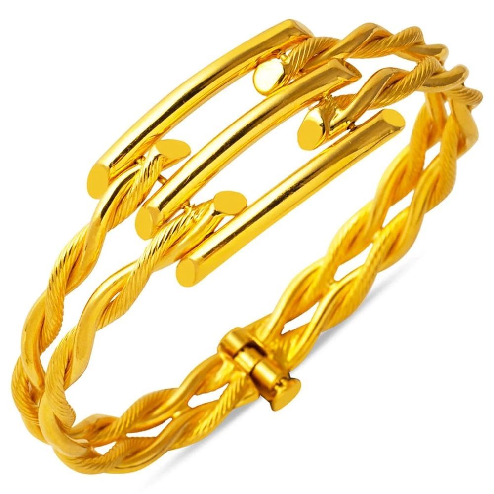 22 Ayar Kaburga Burma Altın Kelepçe Bilezik