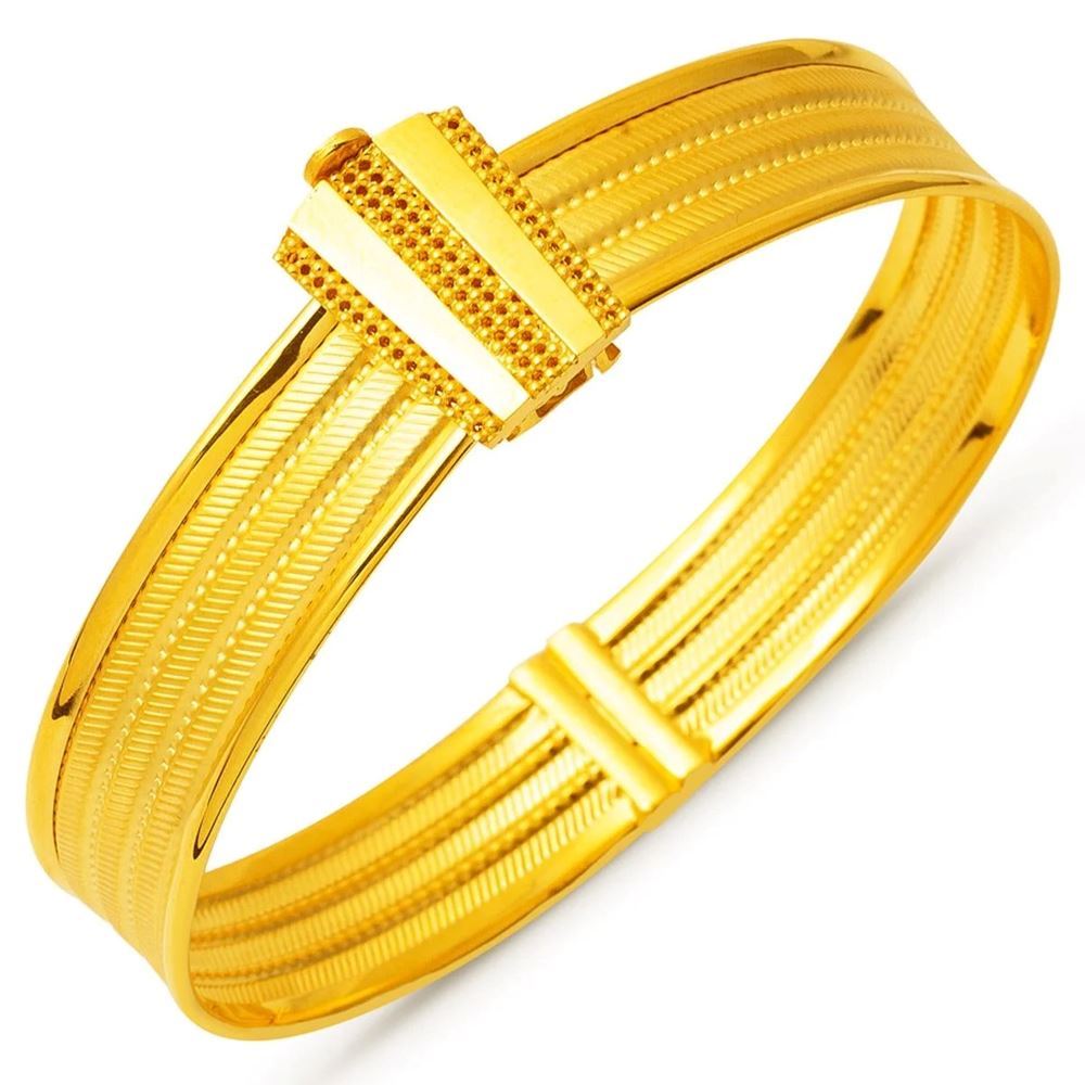 22 Ayar 3 Sıra Hasır Altın Kelepçe Bilezik (İnce Model)