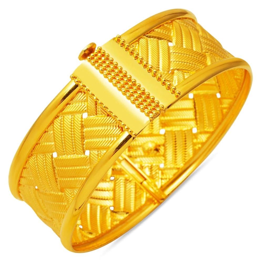 22 Ayar Hasır Örgü Altın Kelepçe Bilezik (El İşçiligi)