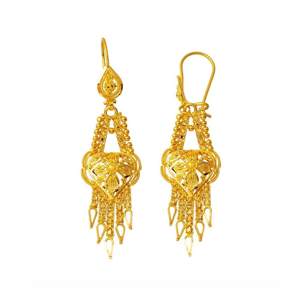 22 Ayar Hint Sarı Altın Küpe (Parlak Yüzey)