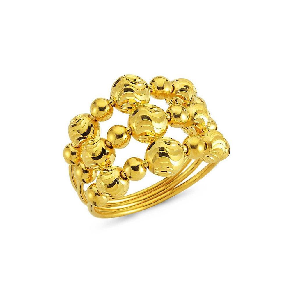 22 Ayar 3 Sıralı Toplu Habbe Altın Yüzük (Orta Form)
